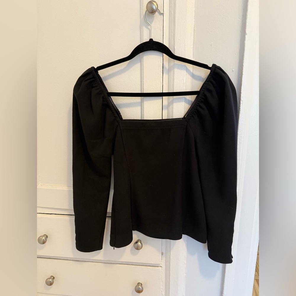Something Navy Black Square Neck Blouse